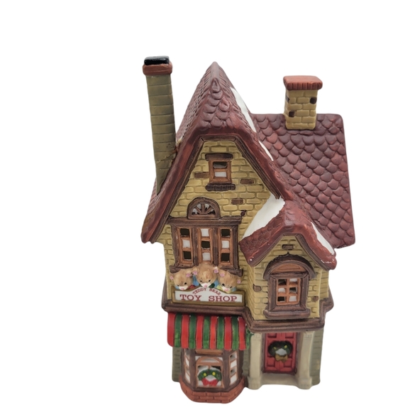 Dickens Keepsake Porcelain Lighted Christmas Village Teddy Bear Toy Store - Picture 2 of 14